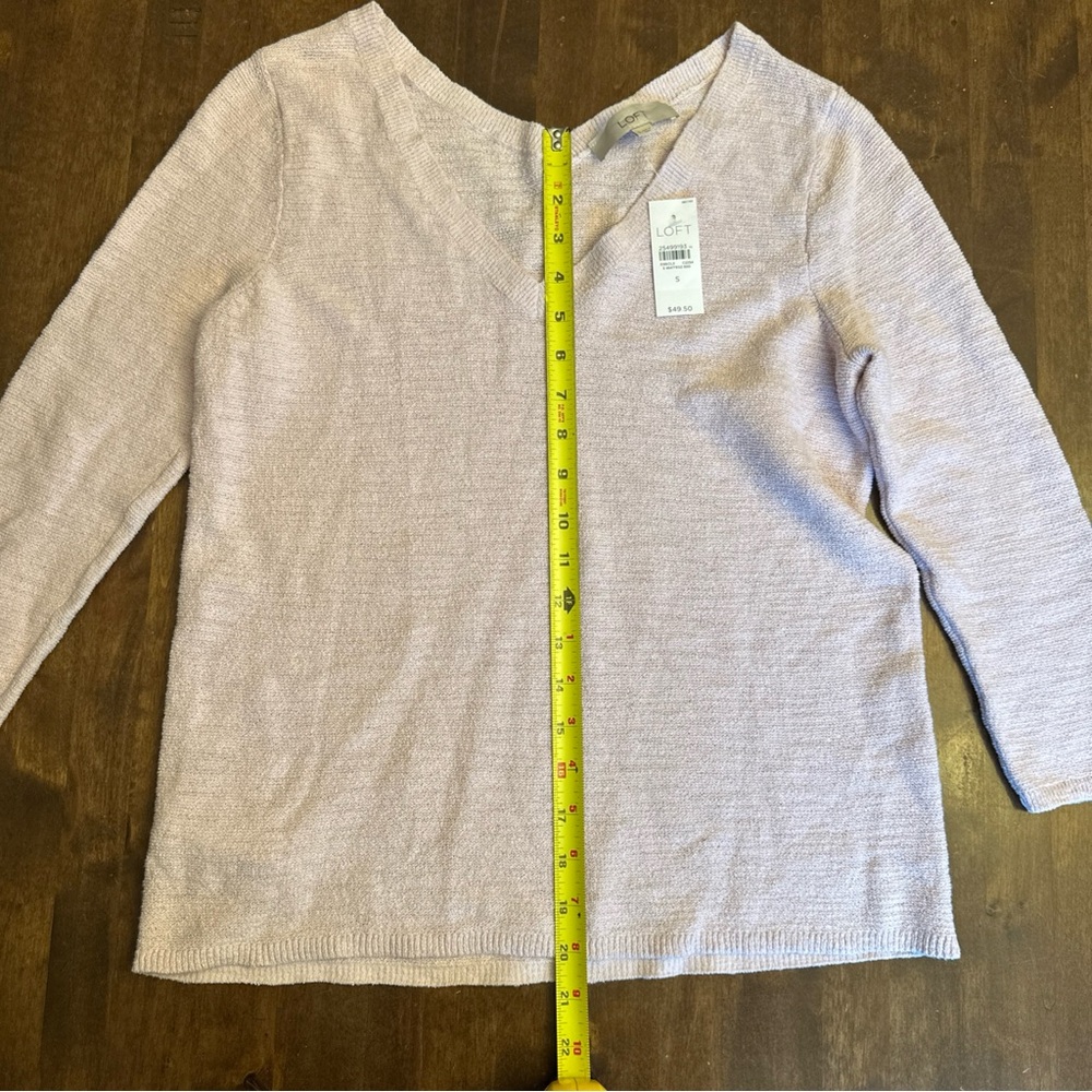 New LOFT Size Small‎ Light Pink Sweater Cotton Blend Valentines Day Office 💕 - Picture 5 of 7